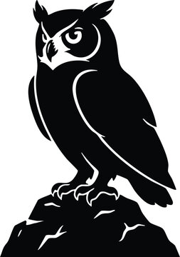 Majestic Owl Silhouette Collection Black Vector Bird of Prey Isolated on White Background