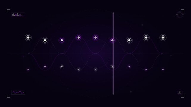 Digital Biotech Data Interface with Animated Sinusoidal Wave Patterns