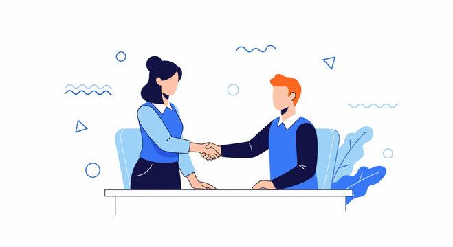 Professional business partners shaking hands after successful meeting for new corporate project partnership and team collaboration