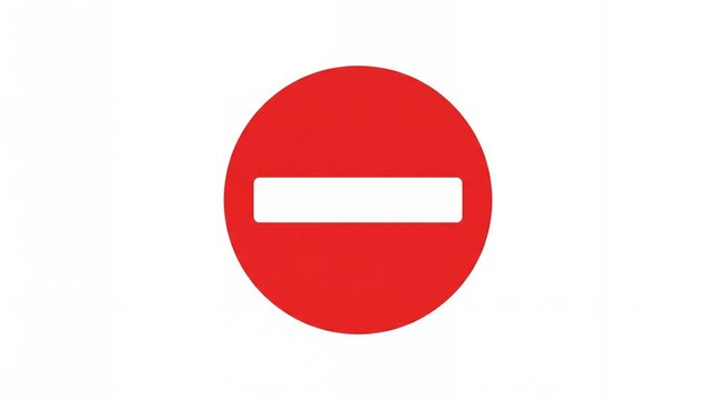 Red Circular No Entry Sign with White Horizontal Bar on White Background