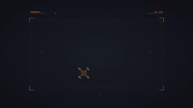 Digital Drone Icon Moving Inside Technical Radar Interface HUD