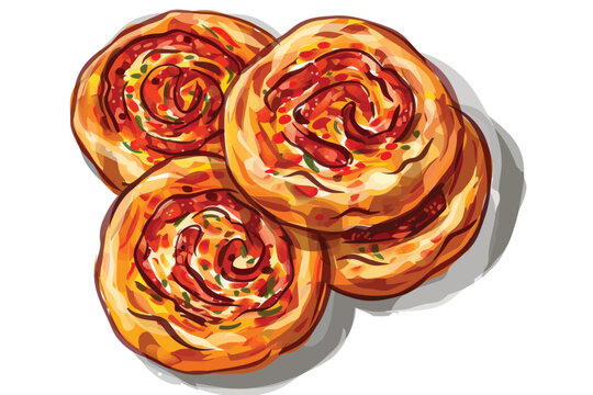 Sweet and Spicy Pepperoni Pinwheels isolated illustration
