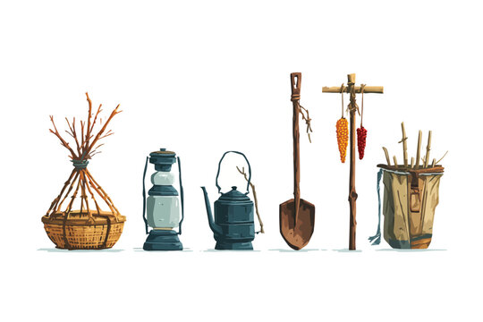 Traditional Farming Tools in Rural Asia isolated