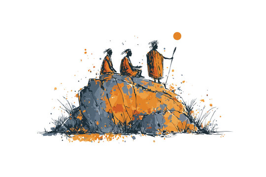 Tribal Storytelling Scene in African Rock Art racism igen immigrants regular isolated