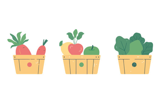 Vegetables and Fruits at Organic Market isolated