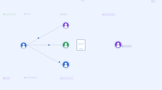 Blue File Share Users Collaboration Flat Design Loop