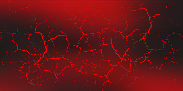 Abstract red glowing crack pattern background with dark fiery magma texture effect. benner poster