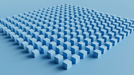 Fototapeta premium Abstract Blue Cube Matrix with Geometric 3D Pattern and Minimal Background