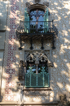 Old balcony on the wall of the house