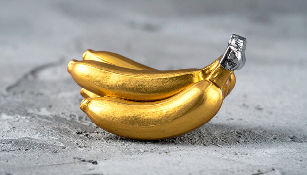 Golden banana bunch figurine macro shot on canon r