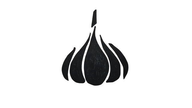 Black garlic bulb stencil isolated on transparent background