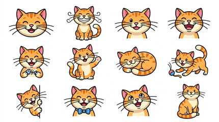 Playful Orange Tabby Cats in Various Poses. © akagami