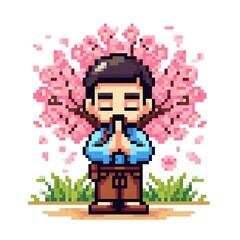 Fototapeta premium Pixel Art Meditation.