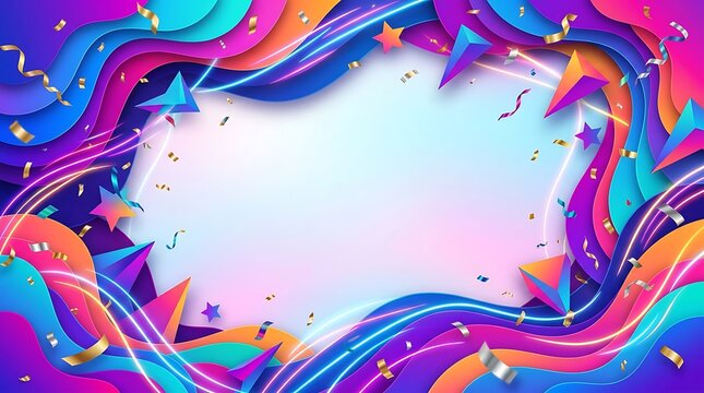 Colorful celebration background with stars and confetti for international youth day