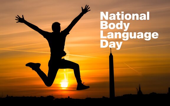 National body language day silhouette of a person jumping for joy against a sunset sky