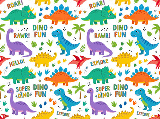 Cute Cartoon Dinosaurs Pattern for Kids © anis