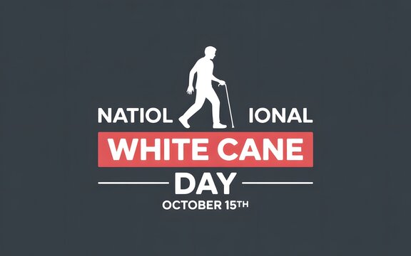 National white cane day with a silhouette of a person walking with a white cane