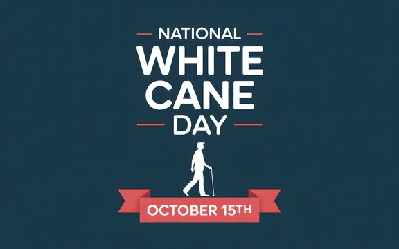 National white cane day with a silhouette of a person walking with a white cane