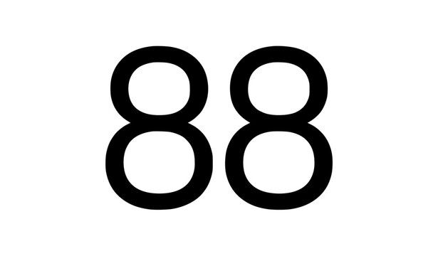 Minimal Number 88 Black Monoline Numeral Vector Icon Isolated on White