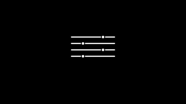 Sound mixer equalizer adjust animation. volume control slider bars icon animation.Digital equalizer.Slider bar switching animation. Media control. User preferences.