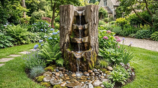Tree trunk fountain