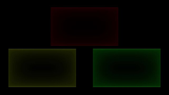 Abstract neon light frames background: glowing red, yellow, and green rectangular borders