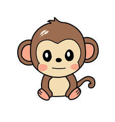 Fototapeta premium Cute Little Monkey Sitting Vector Illustration