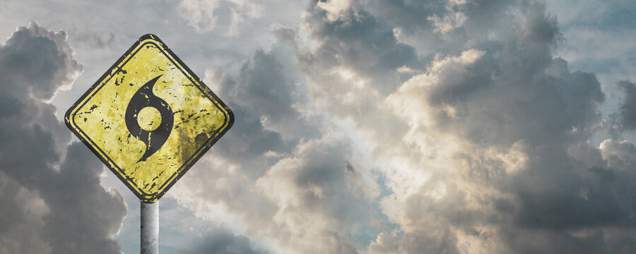 hurricane season sign on cloudy background