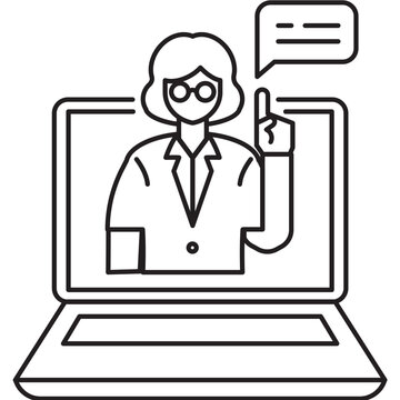 female doctor providing advice to patients online line icon