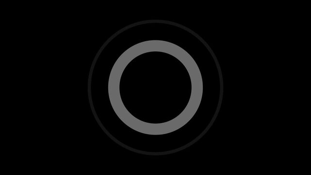 white concentric circles radar pulse horizontal layout loop, elegant expanding target ring icon with modern wave dial symbol, isolated graphic asset on black background.