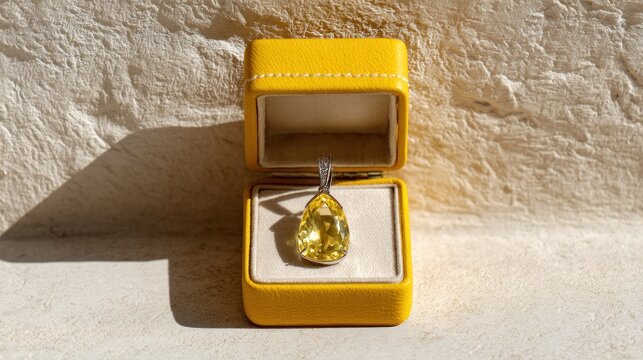 Citrine pendant in yellow jewelry box