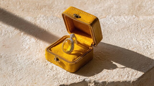 Citrine ring in velvet box