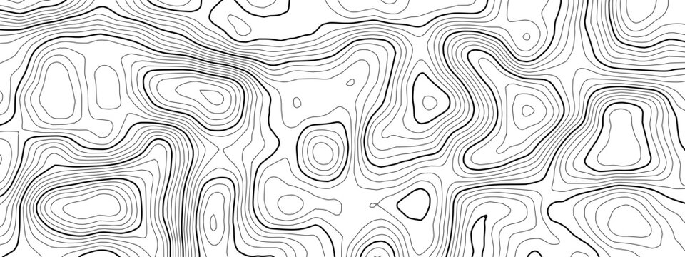 Line map mountain and contour topography texture with topographic vector pattern. Background ocean cartography and relief trail abstract with terrain topo wood. Land sea graphic and compass.