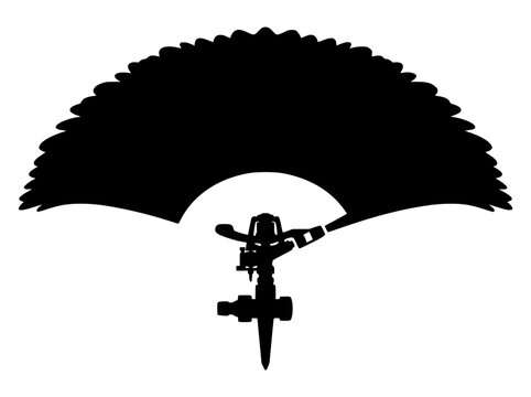Garden sprinkler silhouette with water spray pattern