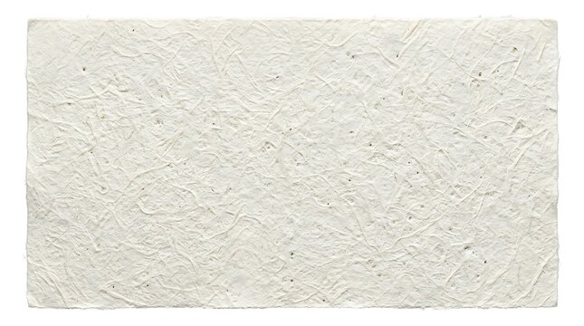 Natural handmade paper texture with rough fibers and organic edge isolated on transparent background for creative design projects