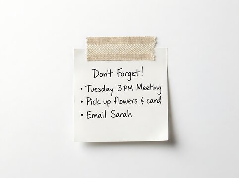 Sticky note with a todo list isolated on white background