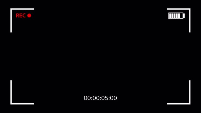 Square Frame Easy simple to use footage alpha of video recording camera screen with 4K resolution. Horizontal Screen Camera Screen Recording Video Animation on Black Background. Element viewfinder