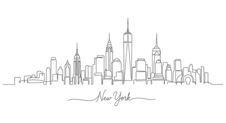 Obraz premium New York Skyline Drawing - Iconic Cityscape Outline, Minimalist Line Art
