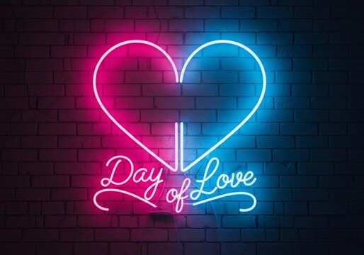 Neon Embrace: Two Hearts Ablaze with Love's Glow