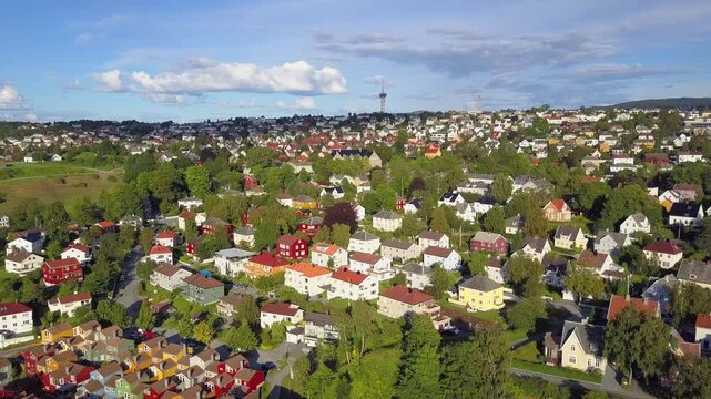 Trondheim aerial panoramic view, Norway