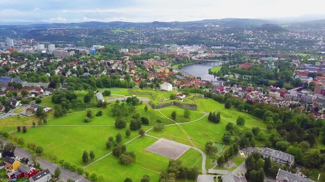 Trondheim aerial panoramic view, Norway