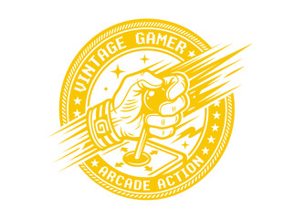 Retro Arcade Game Hand Holding Joystick Icon © ati
