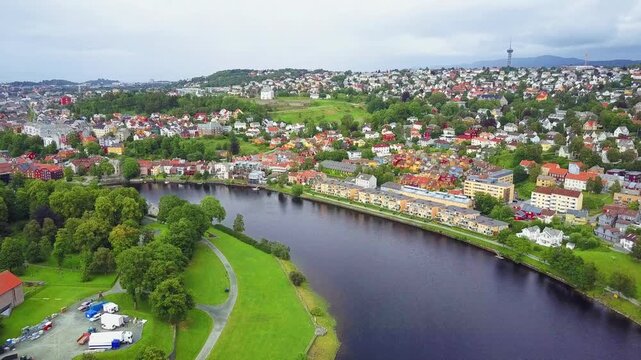 Trondheim aerial panoramic view, Norway