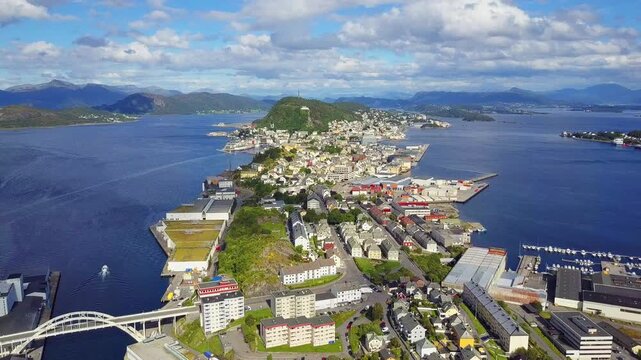 Alesund aerial panoramic view, Norway