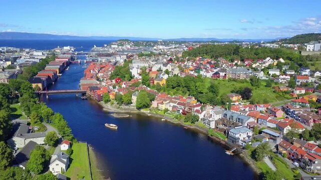 Trondheim aerial panoramic view, Norway