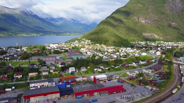 Andalsnes town aerial view in Norway