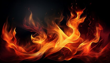 Fototapeta premium fire flames on black background