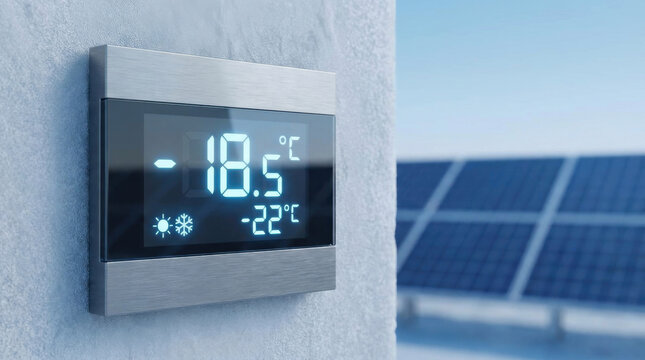Thermostat control panel solar energy cold storage wall mounted digital display indoor temperature climate control