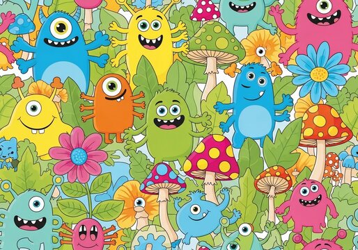A Whimsical Woodland Wonderland of Giggle Monsters and Glistening Fungi