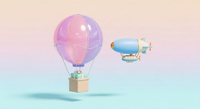 Ascent of Dreams: Pastel Skies, Floating Wonders
